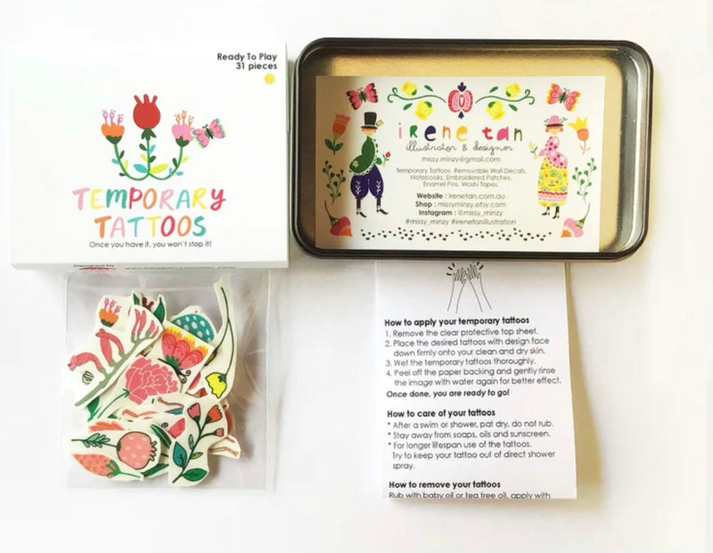 Missy Minzy temporary tattoo set - flower garden