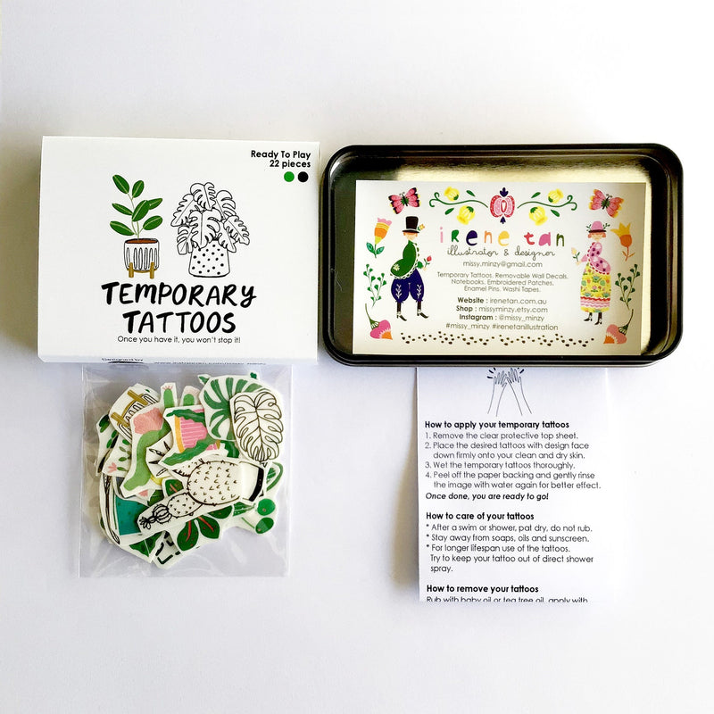 Missy Minzy temporary tattoo set - crazy plant lady