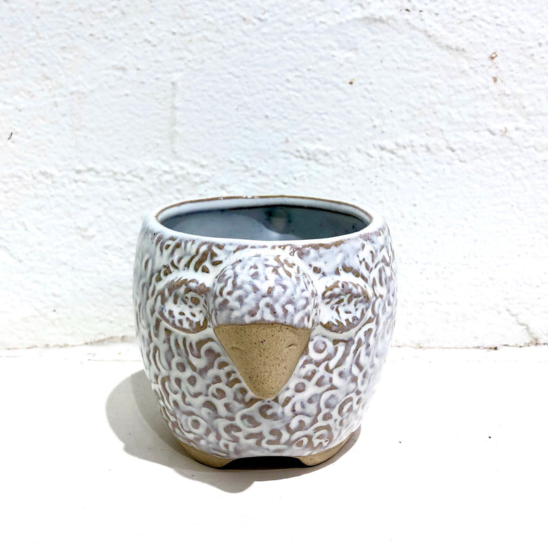 Sam Sheep ceramic planter - 10x7.5cm / Nat:Whi