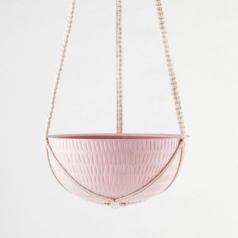 Angus & Celeste - Macrame hanging pot - ROCK SALT PINK