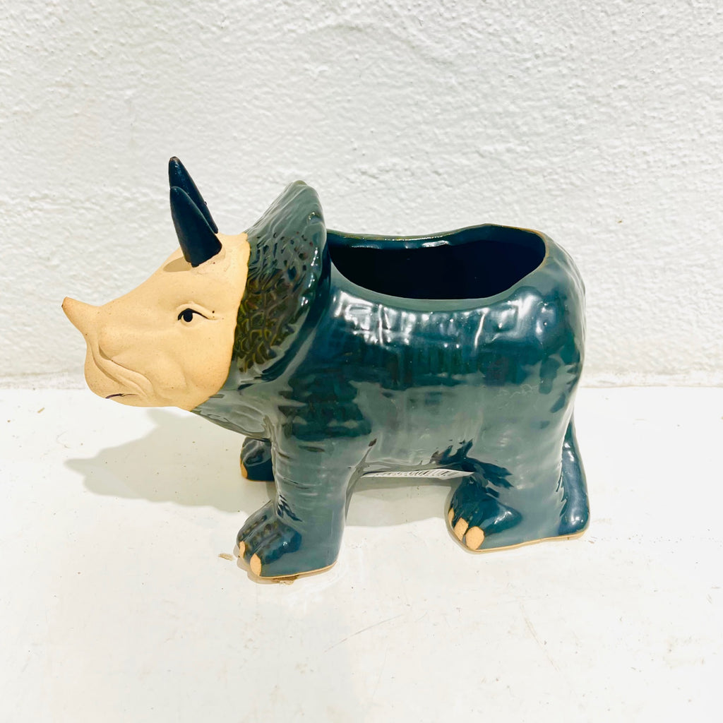 Dinosaur planter - dark green