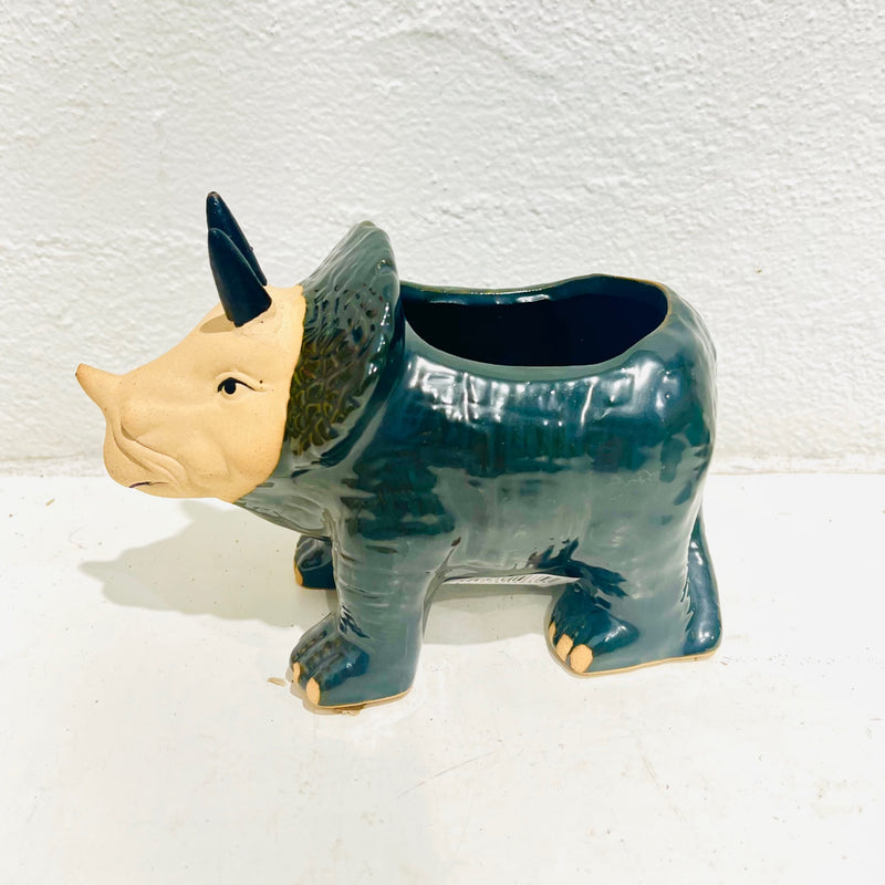 Dinosaur planter - dark green